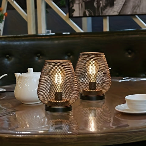 RusticMesh Tischlampen Set – Industrieller Stil und Stimmungsvolle Beleuchtung
