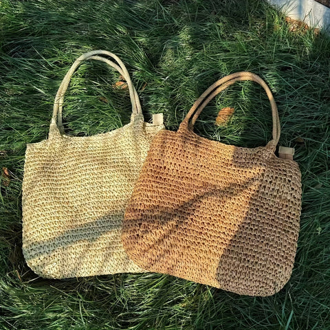 Damen Große Kapazität Gewebte Tote Tasche mit Reißverschluss