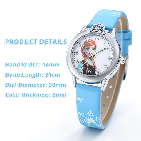 Frozen Prinzessin Elsa Uhr für Kinder – Lederarmband und Magisches Design
