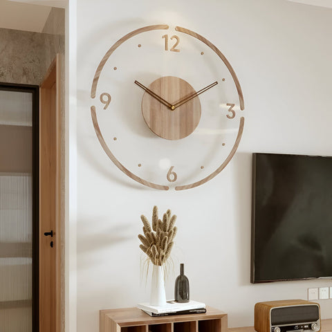 ClearWood Stille Wanduhr – Zeitgenössisches Holz- und Acryl-Design