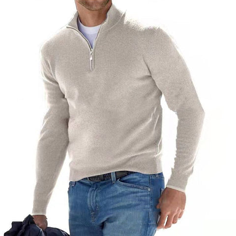 Klassischer Zip-Up Strickpullover – Bequeme Essenzielle für Männer