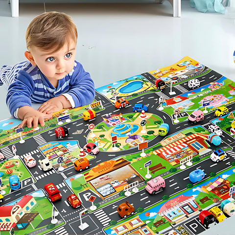PlayCity - Spielmatte - Autos und Verkehrszeichen