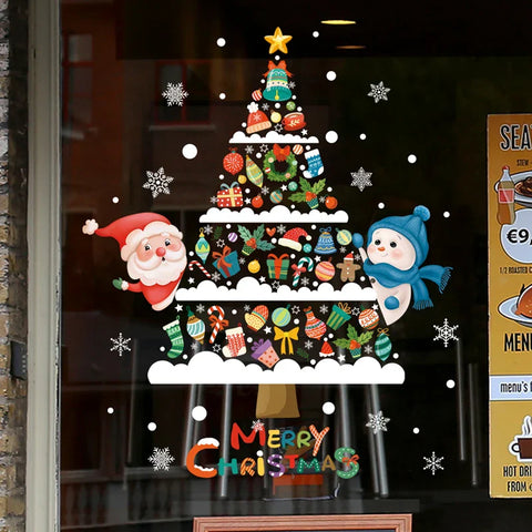KerstRaamdecoratie - Festliche Dekoration mit Weihnachtsmann und Tieren für eine Gemütliche Weihnacht