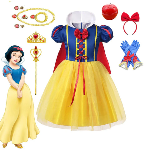 Schneewittchen Prinzessinnenkleid – Mit Umhang, Tiara und Magischen Accessoires