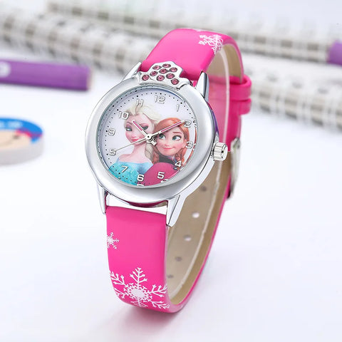 Frozen Prinzessin Elsa Uhr für Kinder – Lederarmband und Magisches Design