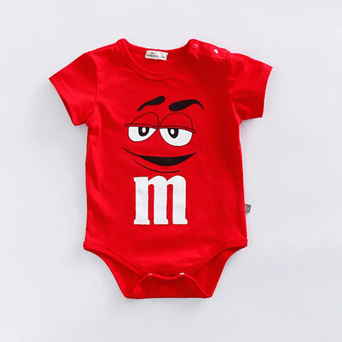 Bunte Babystrampler – M&M Gesichter Kleidung für Babys und Kleinkinder
