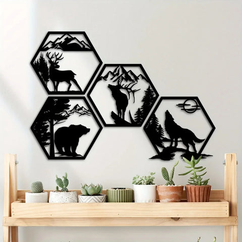 Wilderness Geometrische Wanddekoration – Tiere und Berge