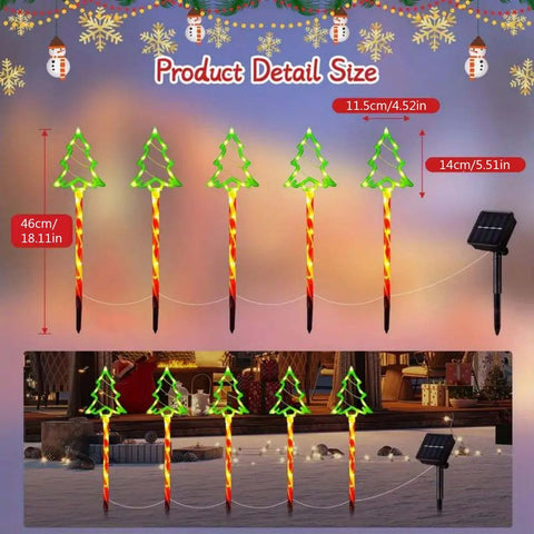 Set aus 5 Solar-Weihnachtsbaumlichtern - Fröhliche Außenbeleuchtung für die Feiertage