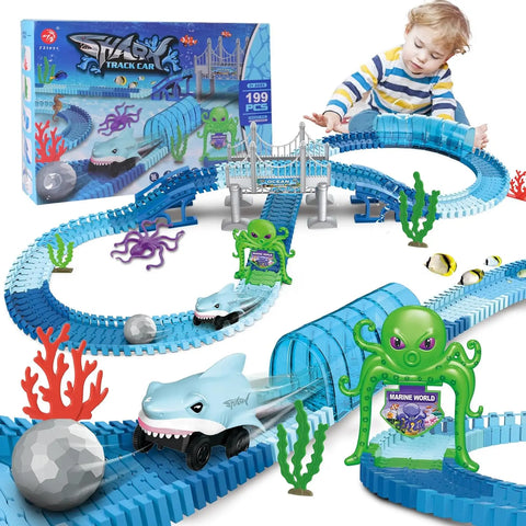 Elektrische Haifisch-Bahn Puzzle-Set – Kreatives Bau-Spielzeug für Kinder