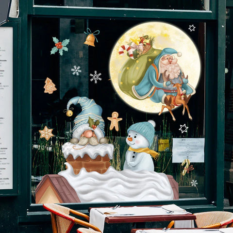 KerstRaamdecoratie - Festliche Dekoration mit Weihnachtsmann und Tieren für eine Gemütliche Weihnacht