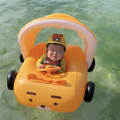 Aufblasbarer Baby Schwimmsitz mit Sonnenschutz und Steuer – Perfekt für Sommer und Strandspaß
