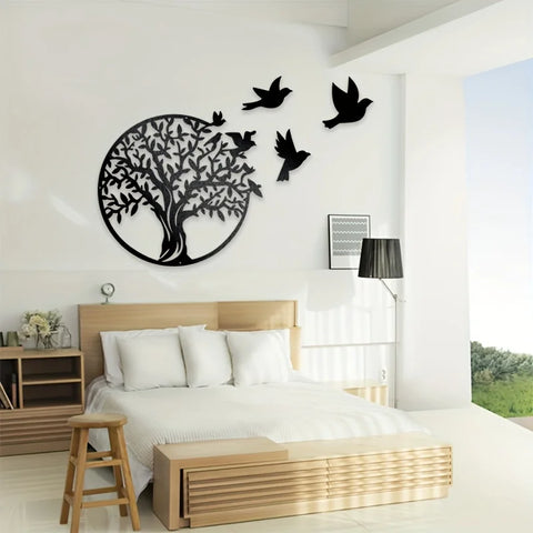 Naturharmonie Wanddekoration – Baum und Vögel