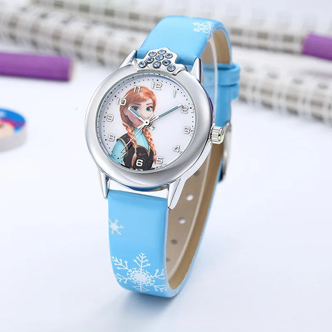 Frozen Prinzessin Elsa Uhr für Kinder – Lederarmband und Magisches Design