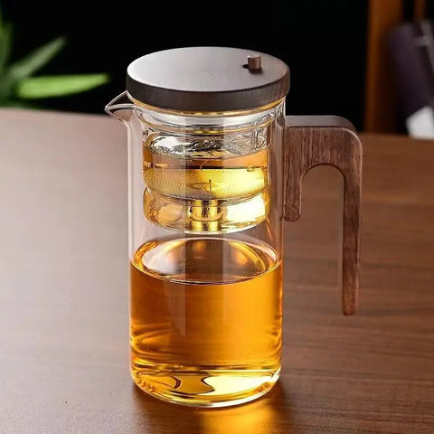 Eleganter Glas Tee-Infuser-Topf – Stilvolles Brühen mit Holzgriff