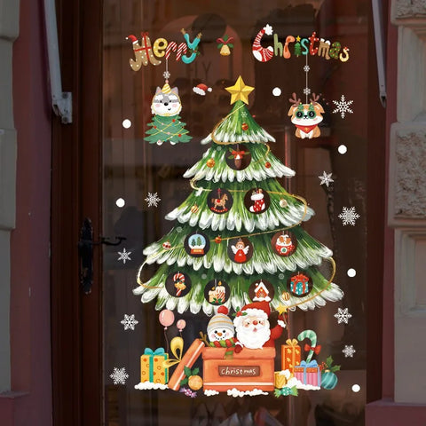 KerstRaamdecoratie - Festliche Dekoration mit Weihnachtsmann und Tieren für eine Gemütliche Weihnacht