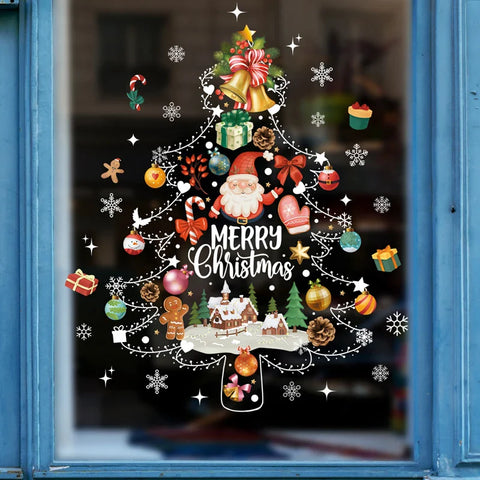 KerstRaamdecoratie - Festliche Dekoration mit Weihnachtsmann und Tieren für eine Gemütliche Weihnacht