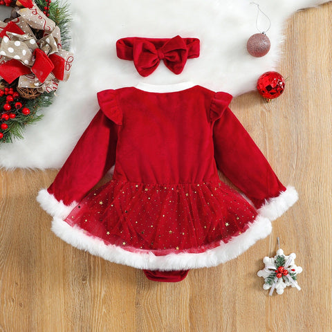 KerstDroom Kleid - Festliches Kleid mit Haarband für Kinder