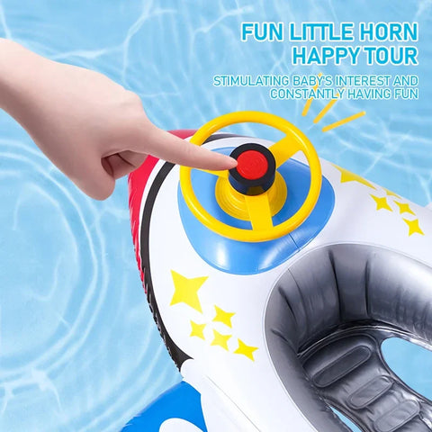 Aufblasbarer Flugzeug-Schwimmring für Babys – Wasserspielzeug mit Steuerrad für Sommervergnügen