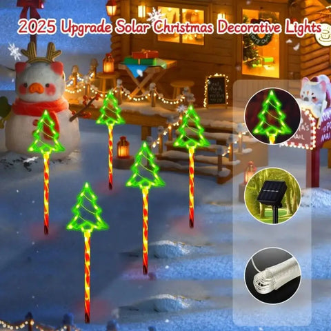 Set aus 5 Solar-Weihnachtsbaumlichtern - Fröhliche Außenbeleuchtung für die Feiertage