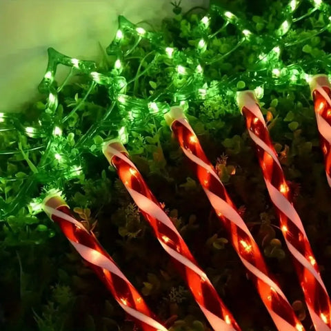 Set aus 5 Solar-Weihnachtsbaumlichtern - Fröhliche Außenbeleuchtung für die Feiertage