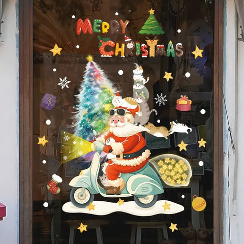 KerstRaamdecoratie - Festliche Dekoration mit Weihnachtsmann und Tieren für eine Gemütliche Weihnacht