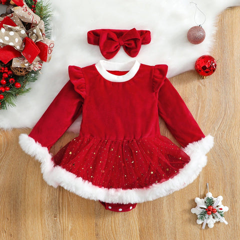 KerstDroom Kleid - Festliches Kleid mit Haarband für Kinder
