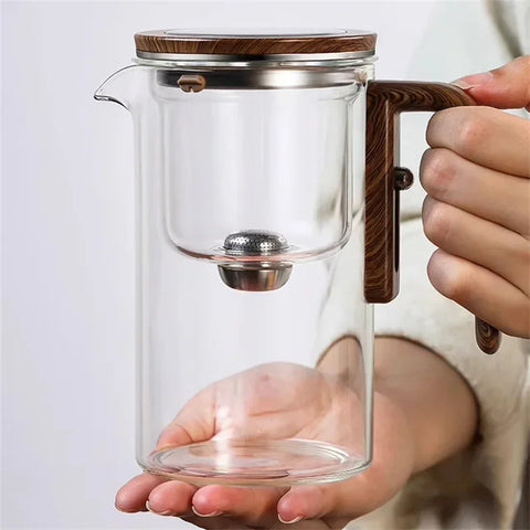Eleganter Glas Tee-Infuser-Topf – Stilvolles Brühen mit Holzgriff