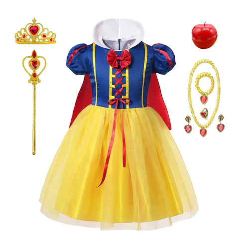 Schneewittchen Prinzessinnenkleid – Mit Umhang, Tiara und Magischen Accessoires