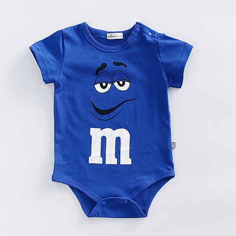 Bunte Babystrampler – M&M Gesichter Kleidung für Babys und Kleinkinder