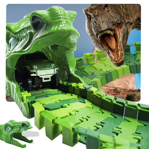 DinoTrack - Dinosaurier Spielzeugset - 360-Grad Bahn
