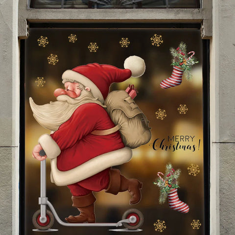 KerstRaamdecoratie - Festliche Dekoration mit Weihnachtsmann und Tieren für eine Gemütliche Weihnacht