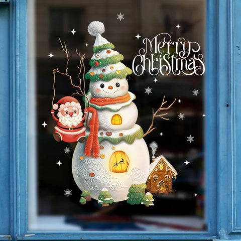 KerstRaamdecoratie - Festliche Dekoration mit Weihnachtsmann und Tieren für eine Gemütliche Weihnacht