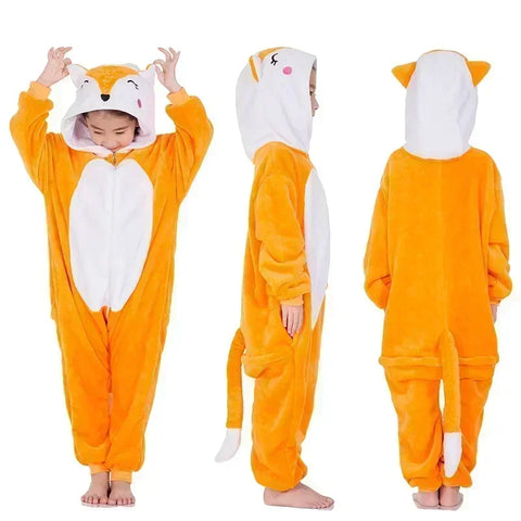 Einhorn Fleece Overall – Süßer Pyjama mit Horn und Ohren für Mädchen