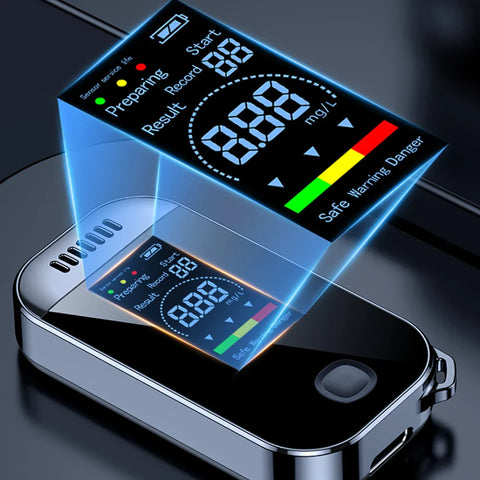 Digitale Atemalkoholtester Schlüsselanhänger – Professioneller Blasentest mit LCD-Bildschirm