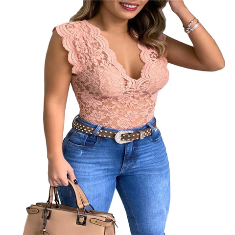 Gelbe Spitzen-Top für Damen – Sommerliche Spitzenbluse für einen femininen und eleganten Look