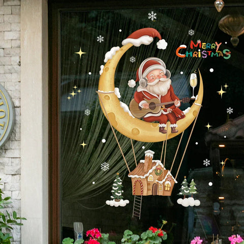 KerstRaamdecoratie - Festliche Dekoration mit Weihnachtsmann und Tieren für eine Gemütliche Weihnacht