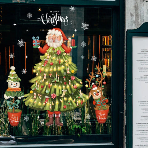 KerstRaamdecoratie - Festliche Dekoration mit Weihnachtsmann und Tieren für eine Gemütliche Weihnacht
