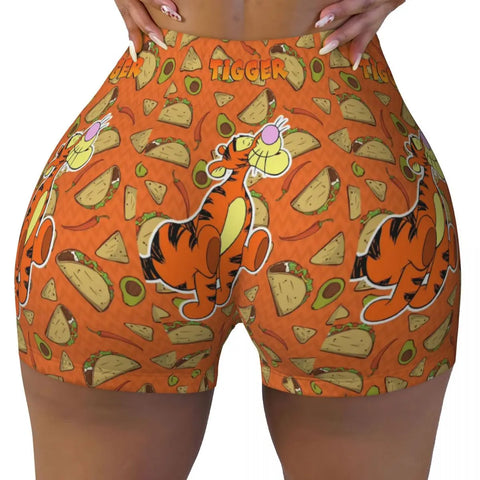 Tigger-Druck Yoga- und Sportshorts für Frauen – Komfortabel und Stilvoll für Aktive Tage