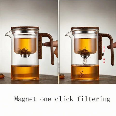 Eleganter Glas Tee-Infuser-Topf – Stilvolles Brühen mit Holzgriff