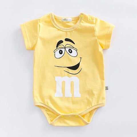 Bunte Babystrampler – M&M Gesichter Kleidung für Babys und Kleinkinder