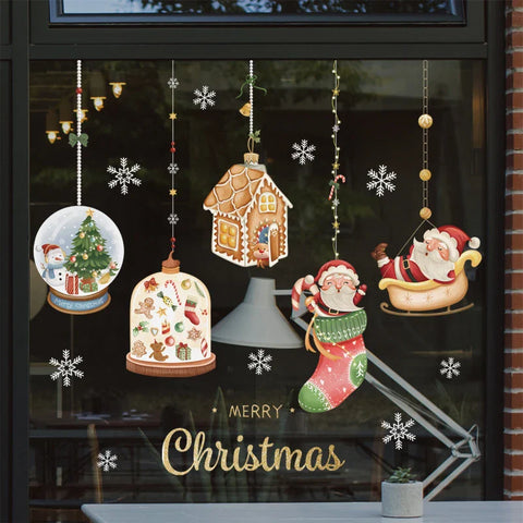 KerstRaamdecoratie - Festliche Dekoration mit Weihnachtsmann und Tieren für eine Gemütliche Weihnacht