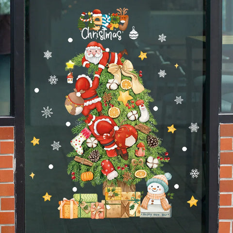 KerstRaamdecoratie - Festliche Dekoration mit Weihnachtsmann und Tieren für eine Gemütliche Weihnacht