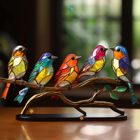 Fröhliche Vogelgruppe - Bunte Dekoration
