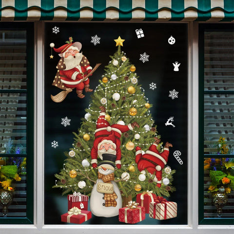 KerstRaamdecoratie - Festliche Dekoration mit Weihnachtsmann und Tieren für eine Gemütliche Weihnacht