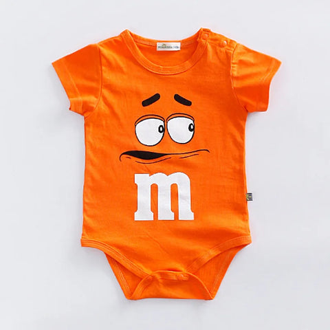 Bunte Babystrampler – M&M Gesichter Kleidung für Babys und Kleinkinder