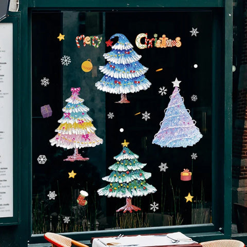 KerstRaamdecoratie - Festliche Dekoration mit Weihnachtsmann und Tieren für eine Gemütliche Weihnacht