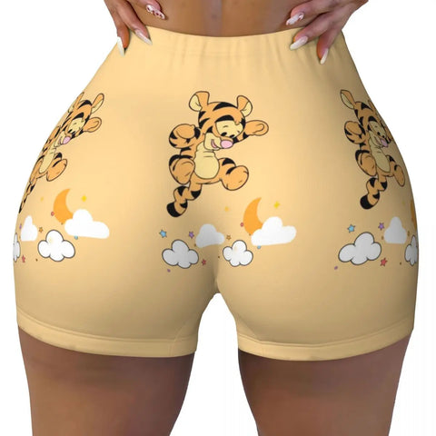 Tigger-Druck Yoga- und Sportshorts für Frauen – Komfortabel und Stilvoll für Aktive Tage