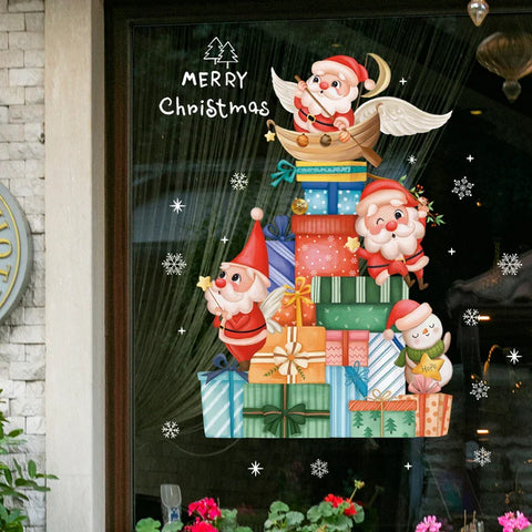 KerstRaamdecoratie - Festliche Dekoration mit Weihnachtsmann und Tieren für eine Gemütliche Weihnacht