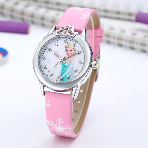 Frozen Prinzessin Elsa Uhr für Kinder – Lederarmband und Magisches Design