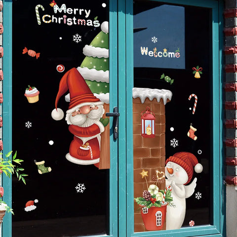 KerstRaamdecoratie - Festliche Dekoration mit Weihnachtsmann und Tieren für eine Gemütliche Weihnacht